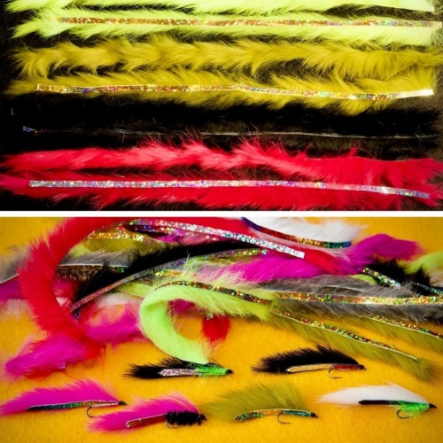 Veniard Disco Zonker Strips Holographic Rainbow Hot Pink Fly Tying Materials
